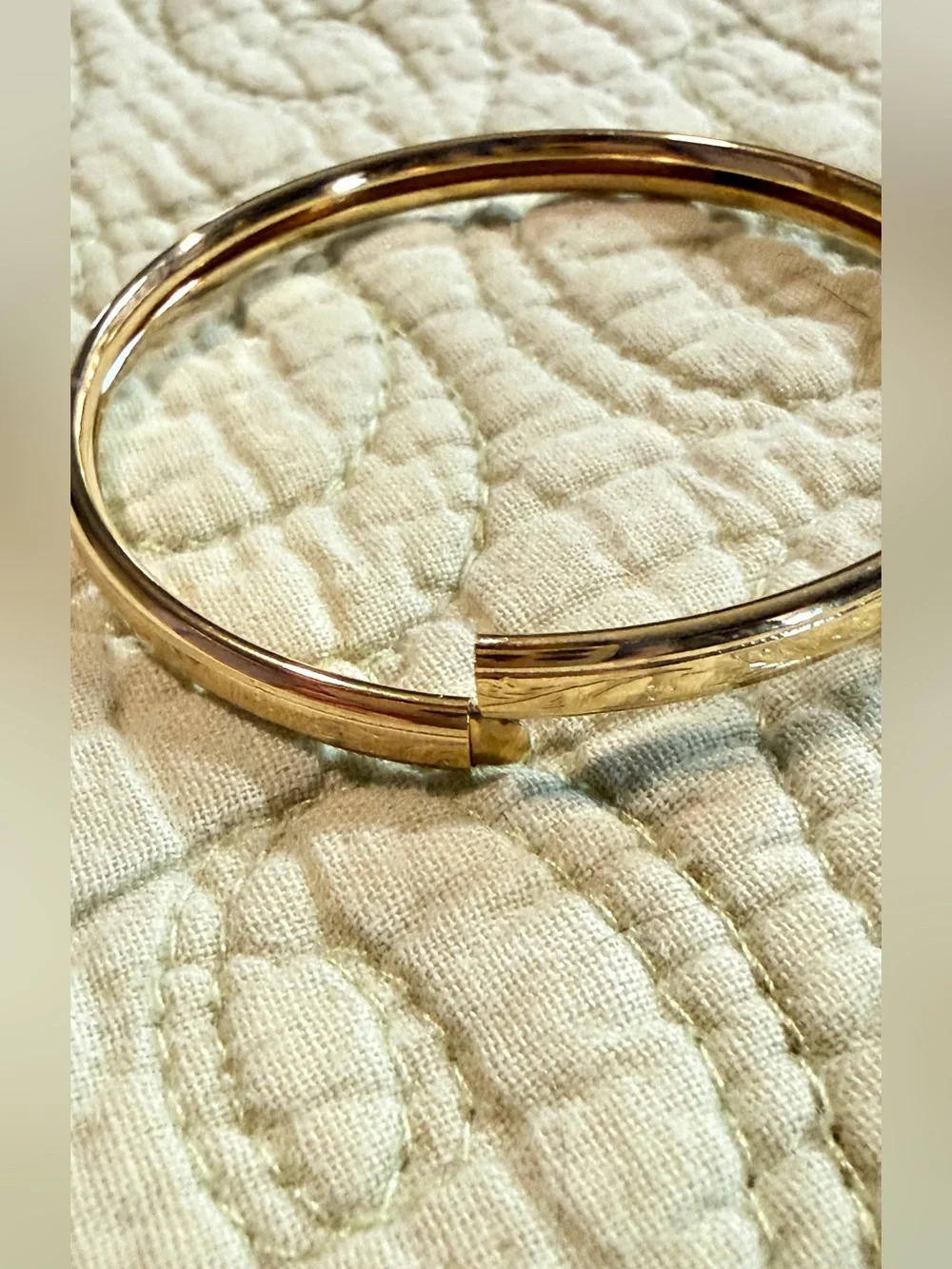 Girls' gold toned hinged engraved bangle bracelet - 2 sizes 1.75” & 2” NWOT
